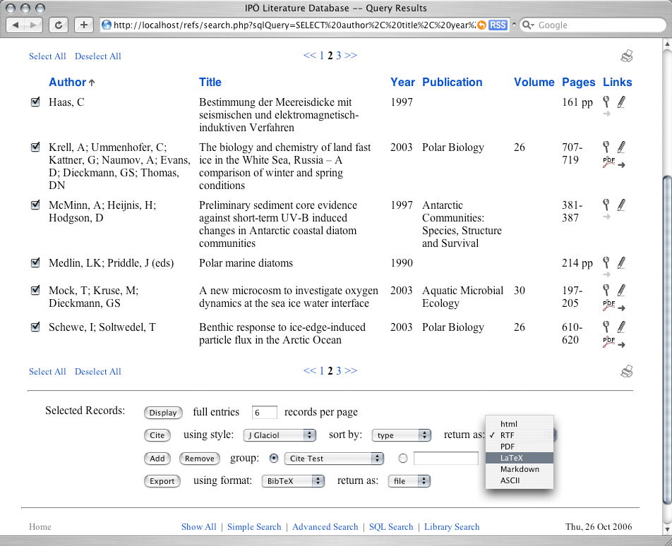 screenshot 1: output formatted citation lists