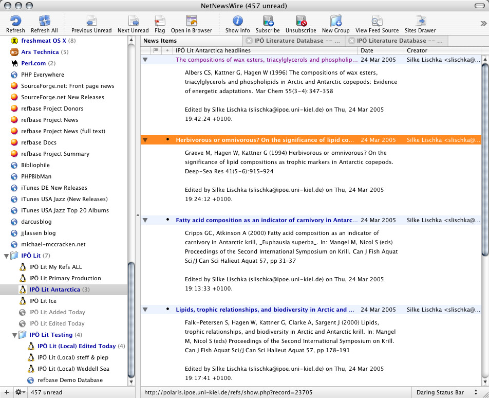 screenshot: dynamic RSS feeds